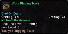 In-game tooltip for Worn Rigging Tools