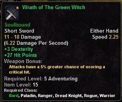 In-game tooltip for Wrath Of The Green Witch