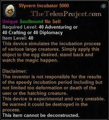 In-game tooltip for Wyvern Incubator 5000
