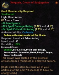 In-game tooltip for Xelquala, Crown of Subjugation