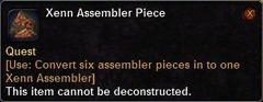 In-game tooltip for Xenn Assembler Piece