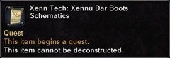 In-game tooltip for Xenn Tech: Xennu Dar Boots Schematics