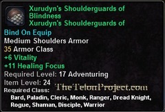 In-game tooltip for Xurudyn's Shoulderguards of Blindness