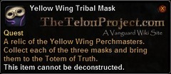 In-game tooltip for Yellow Wing Tribal Mask