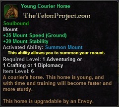 In-game tooltip for Young Courier Horse