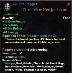 In-game tooltip for Zull Orb Goggles