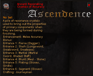 In-game tooltip for Ancient Resonating Crystals of Accuracy