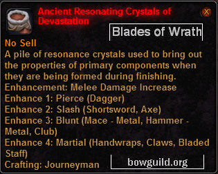 In-game tooltip for Ancient Resonating Crystals of Devastation