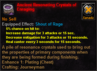 In-game tooltip for Ancient Resonating Crystals of Enraging