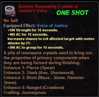 In-game tooltip for Ancient Resonating Crystals of Justice's Voice