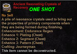 In-game tooltip for Ancient Resonating Crystals of Recovery