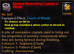 In-game tooltip for Ancient Resonating Crystals of Winds