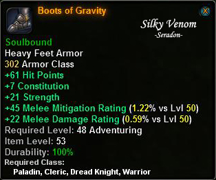 In-game tooltip for Boots of Gravity