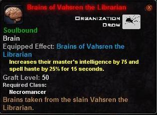In-game tooltip for Brains of Vahsren the Librarian