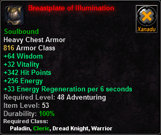 In-game tooltip for Breastplate of Illumination