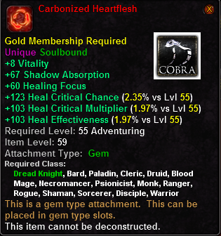 In-game tooltip for Carbonized Heartflesh