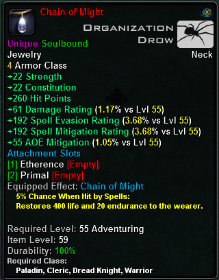 In-game tooltip for Chain of Might