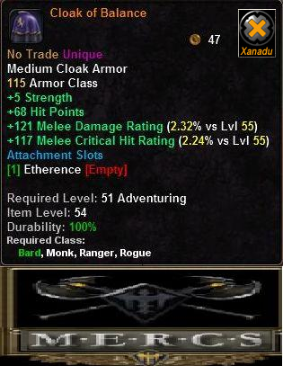 In-game tooltip for Cloak of Balance