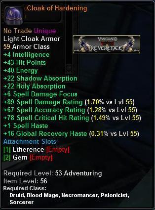In-game tooltip for Cloak of Hardening