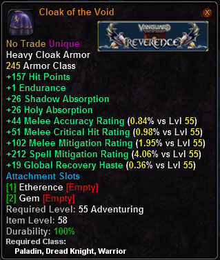 In-game tooltip for Cloak of the Void