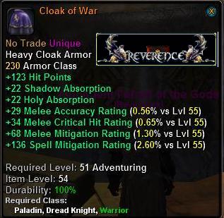 In-game tooltip for Cloak of War