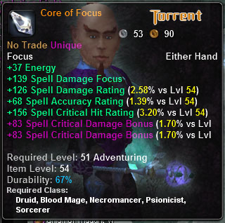In-game tooltip for Core of Focus