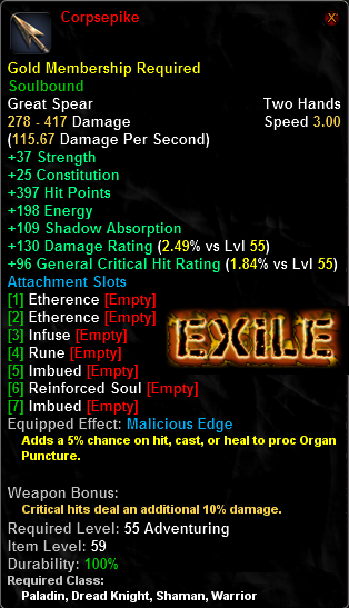 In-game tooltip for Corpsepike