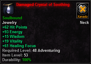 In-game tooltip for Damaged Crystal of Soothing