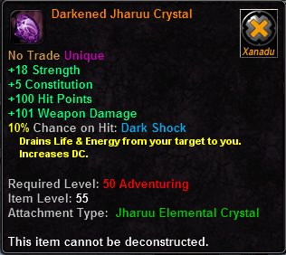 In-game tooltip for Darkened Jharuu Crystal