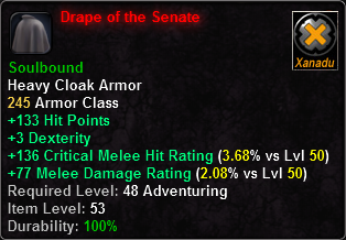 In-game tooltip for Drape of the Senate