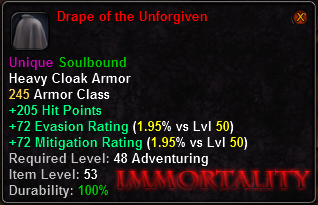 In-game tooltip for Drape of the Unforgiven