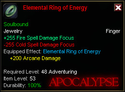 In-game tooltip for Elemental Ring of Energy