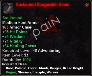 In-game tooltip for Enchanted Dragonskin Boots