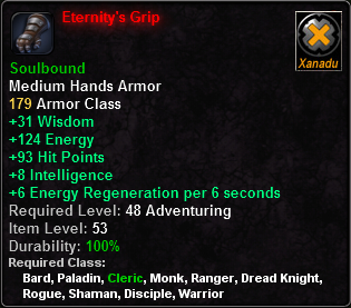 In-game tooltip for Eternity's Grip