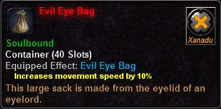 In-game tooltip for Evil Eye Bag