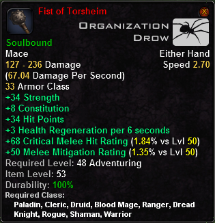 In-game tooltip for Fist of Torsheim