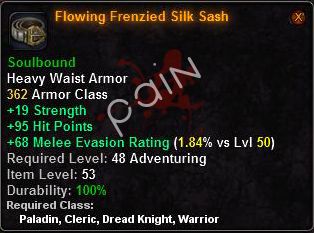 In-game tooltip for Flowing Frenzied Silk Sash