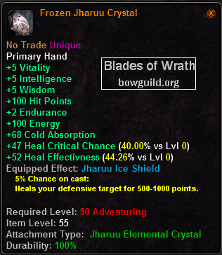 In-game tooltip for Frozen Jharuu Crystal