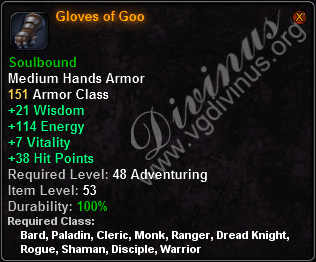In-game tooltip for Gloves of Goo