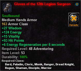 In-game tooltip for Gloves of the 12th Legion Surgeon