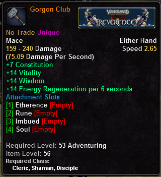 In-game tooltip for Gorgon Club