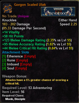 In-game tooltip for Gorgon Scaled Ulak