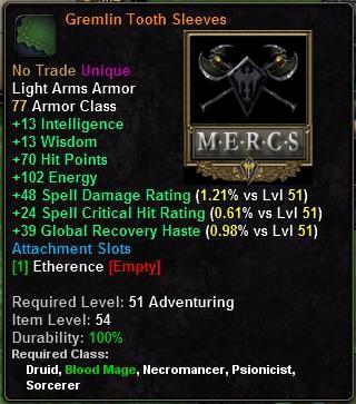 In-game tooltip for Gremlin Tooth Sleeves