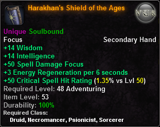 In-game tooltip for Harakhan's Shield of the Ages