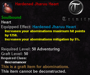 In-game tooltip for Hardened Jharuu Heart