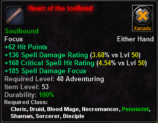 In-game tooltip for Heart of the Icefiend