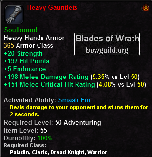 In-game tooltip for Heavy Gauntlets