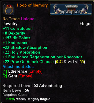 In-game tooltip for Hoop of Memory