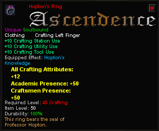 In-game tooltip for Hopton's Ring