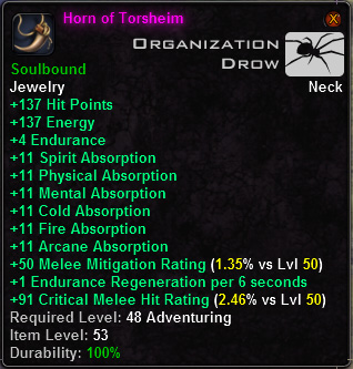 In-game tooltip for Horn of Torsheim